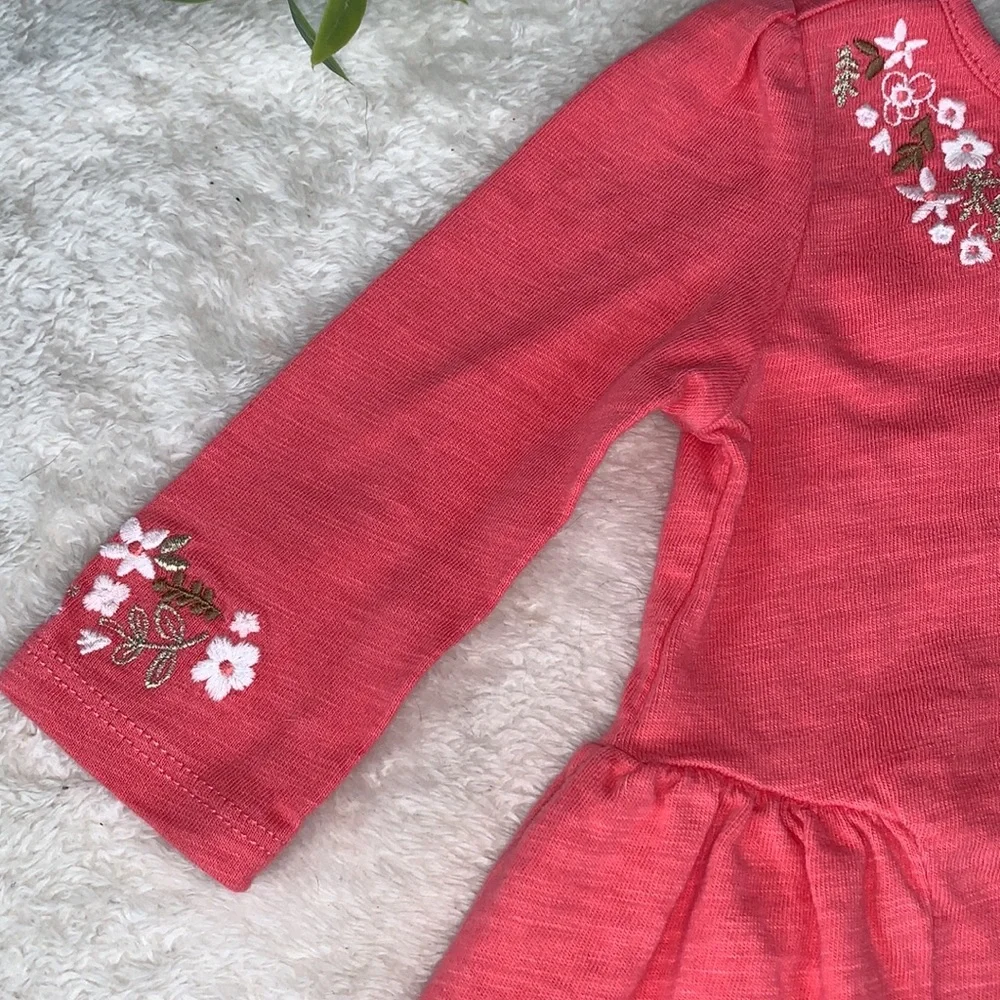 Gymboree Baby Coral Dress 3-6M Long Sleeves EUC